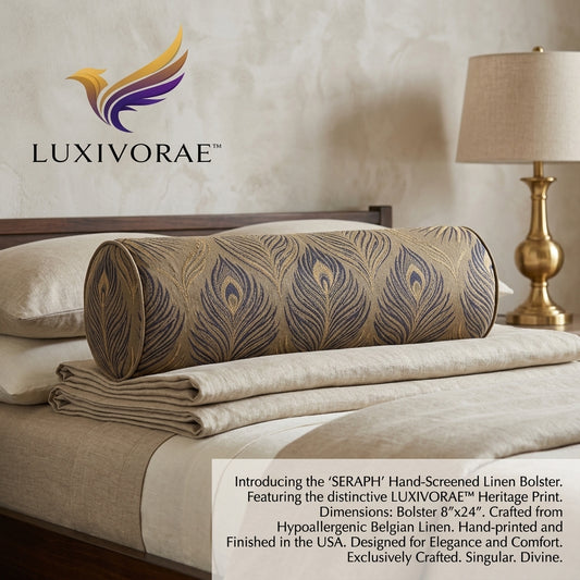 Luxivorae™ Seraph Hand-Screened Linen Bolster